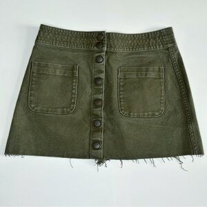 Madewell Olive Button-Front Mini Skirt
